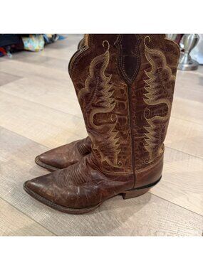 Justin Made in USA Womens Brown Leather Cowboy Cowgirl Western Boots Size 7
